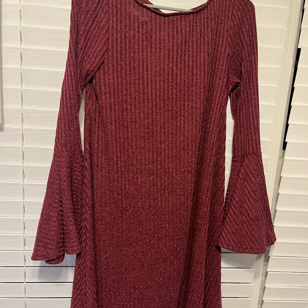 Altar'd State Maroon Long Sleeve Dress
